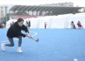 Osmaniyeli çim hokeyi sporcuları antrenman sahasını depremzede ailelerle paylaştı
