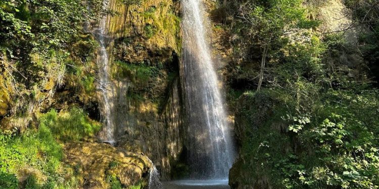 Tokat'ta 24 metreden dökülen Ocaklı Şelalesi yaz sıcağında serinletiyor
