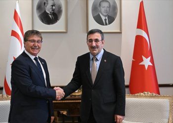 Cumhurbaşkanı Yardımcısı Yılmaz, KKTC Başbakanı Üstel ile bir araya geldi