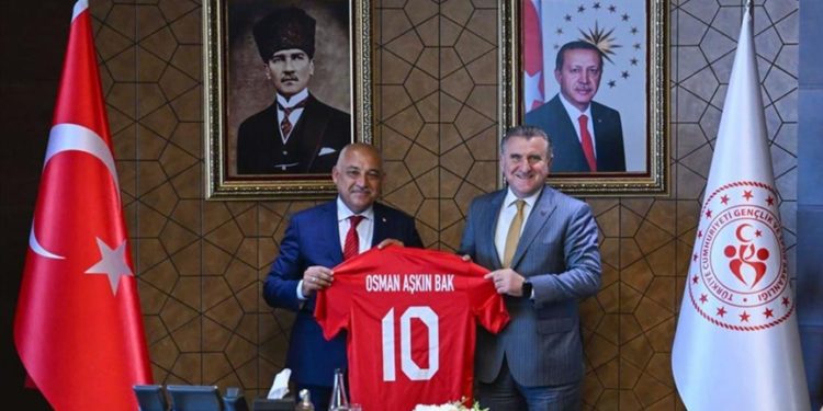 Bakan Bak, TFF Başkanı Büyükekşi'yi kabul etti
