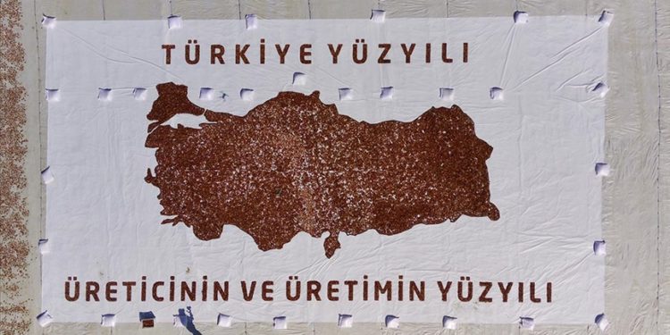 Mevsimlik tarım işçileri kurutmalık domateslerden dev Türkiye haritası yaptı
