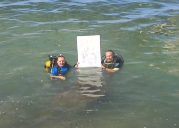 Van Gölü konusunda farkındalık oluşturmak için su altında resim çizdi