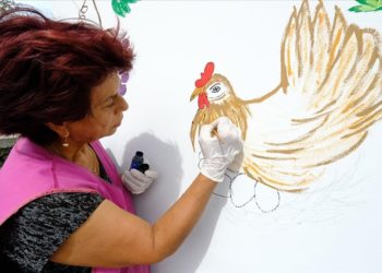 Duvarları tuval yapan kadın, yerleştiği köyü rengarenk süsledi