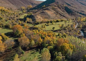 Iğdır'daki Üçkaya Vadisi'nde sonbahar renkleri hakim oldu