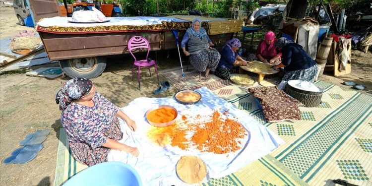 Kırklarelili köy kadınları “kışlık yiyecek” mesaisinde