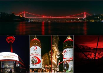 Türkiye'nin sembol yapıları Kızılay Haftası'nda kırmızı renge büründü