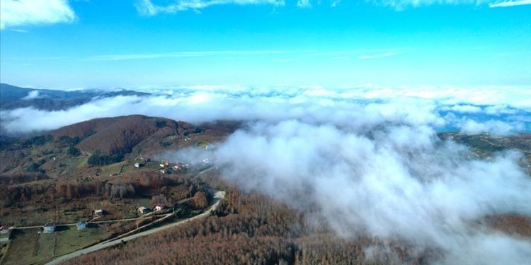 Kastamonu'da vadilere çöken sis ve ormanlık alanlar dron ile görüntülendi