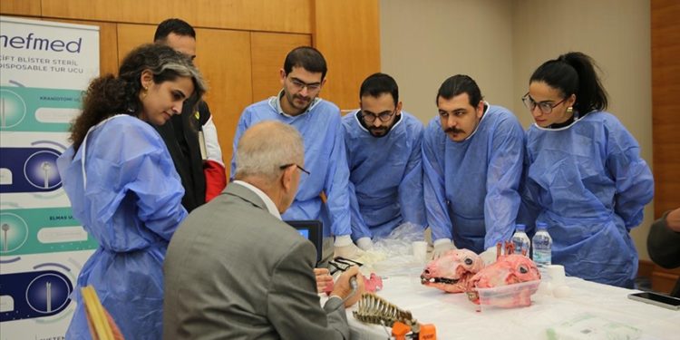 Beyin ameliyatlarının inceliklerini koyun kafatası ve omurgası üzerinde anlattılar